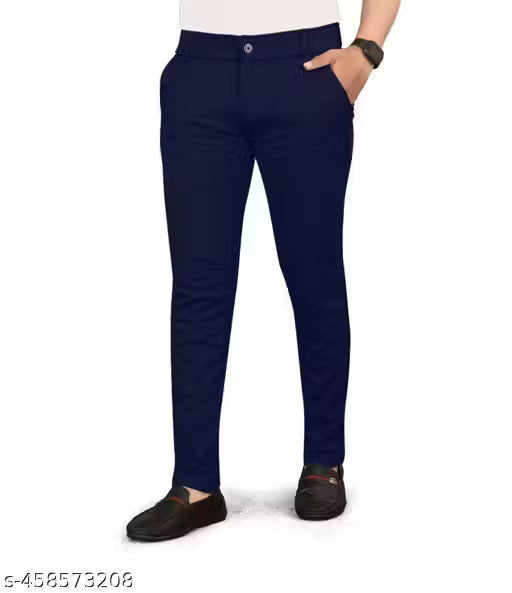 Navy Blue Formal Trousers - Mid-Rise Dress Pants