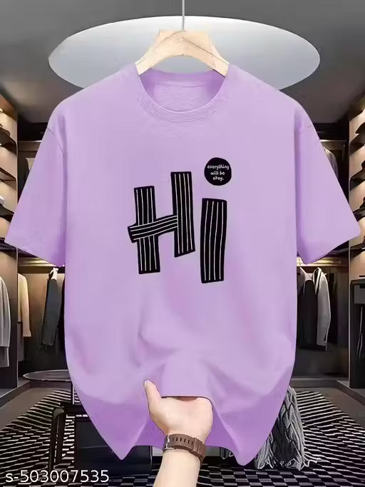 Purple Hi Graphic T-Shirt - Trendy Casual Wear