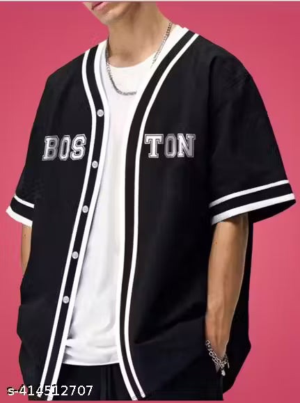 Boston Baseball Jersey - Black Varsity Style Shirt