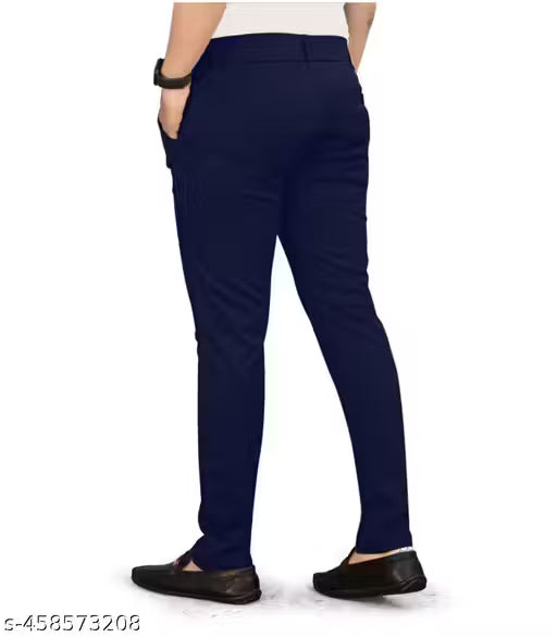 Navy Blue Formal Trousers - Mid-Rise Dress Pants