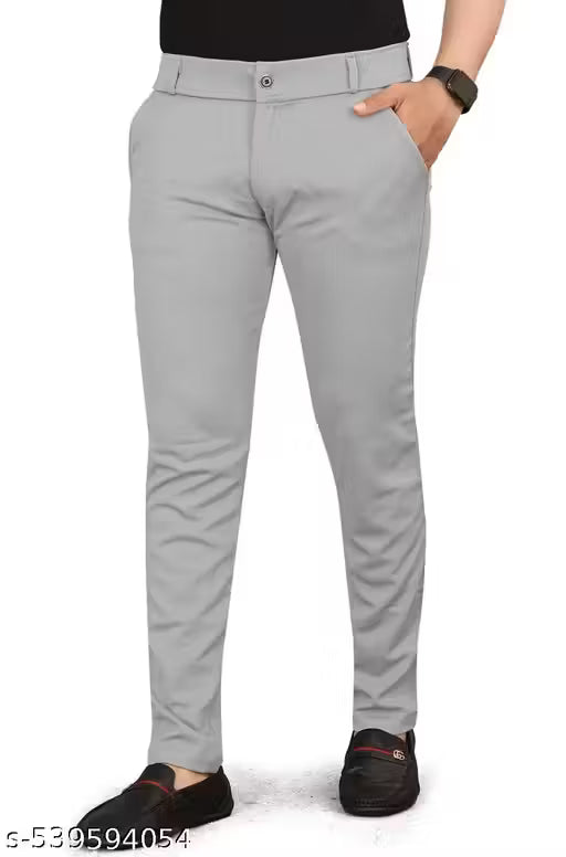 Grey Formal Trousers - Slim Fit Dress Pants
