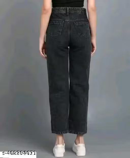 Dark Wash Cropped Straight Leg Jeans
