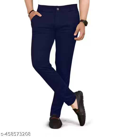 Navy Blue Formal Trousers - Mid-Rise Dress Pants