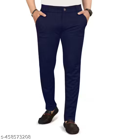 Navy Blue Formal Trousers - Mid-Rise Dress Pants
