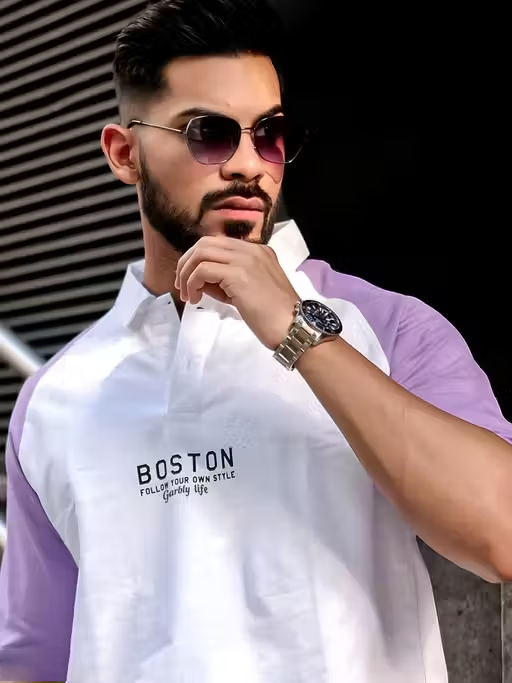 Lavender Color blocked Polo Neck - Image 2