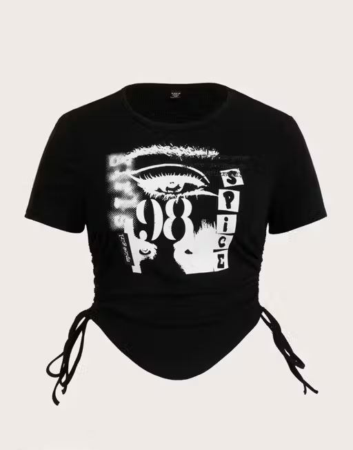 Spice Graphic Crop Top With Side Ties - Image 3