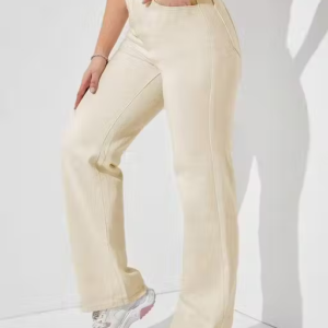 Woman's Cream Wide Leg Cargo Pants